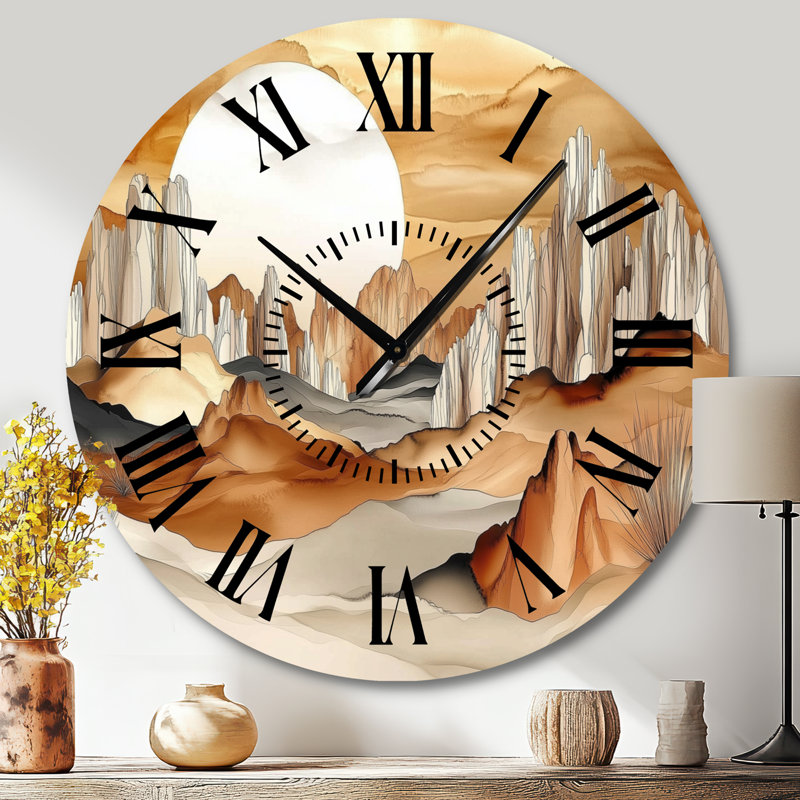 Horloge murale en métal de style sud-ouest américain « Désert au crépuscule », Grand
