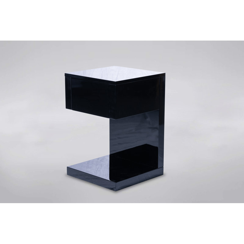 Montufar Side Table with Storage, Black