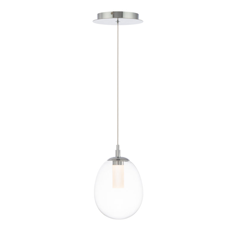Bolla Chrome Mini Globe LED Pendant with White Opaque Glass