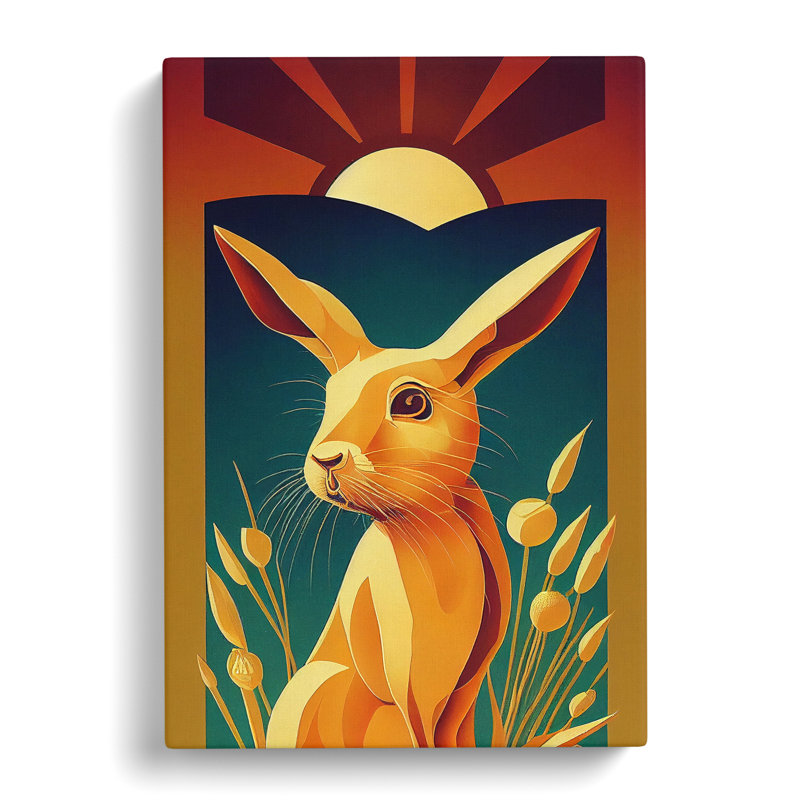 XC1022-2399X Hare Art Deco No.2 - Wrapped Canvas Print, 50cm H x 35cm W x 3cm D