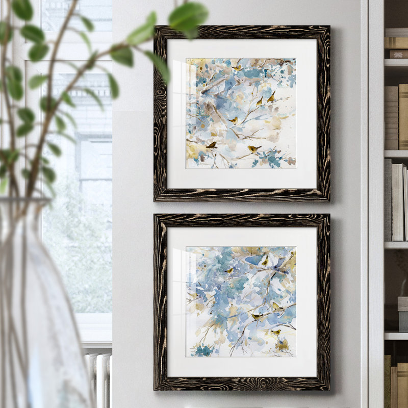 Topaz Spring I - ensemble de 2 peintures encadrées, H 17 po x l 34 po x P 1,5 po, Cadre noir