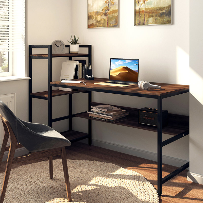 Writing Desk, Walnut/Black