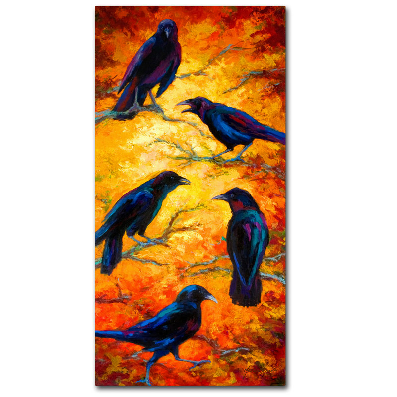 Kucera 'Crows 9' Print on Wrapped Canvas, 19" H x 10" W
