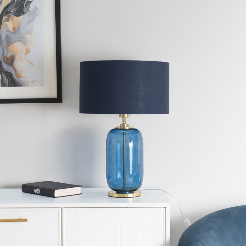 Angula Glass Table Lamp, Blue, Black