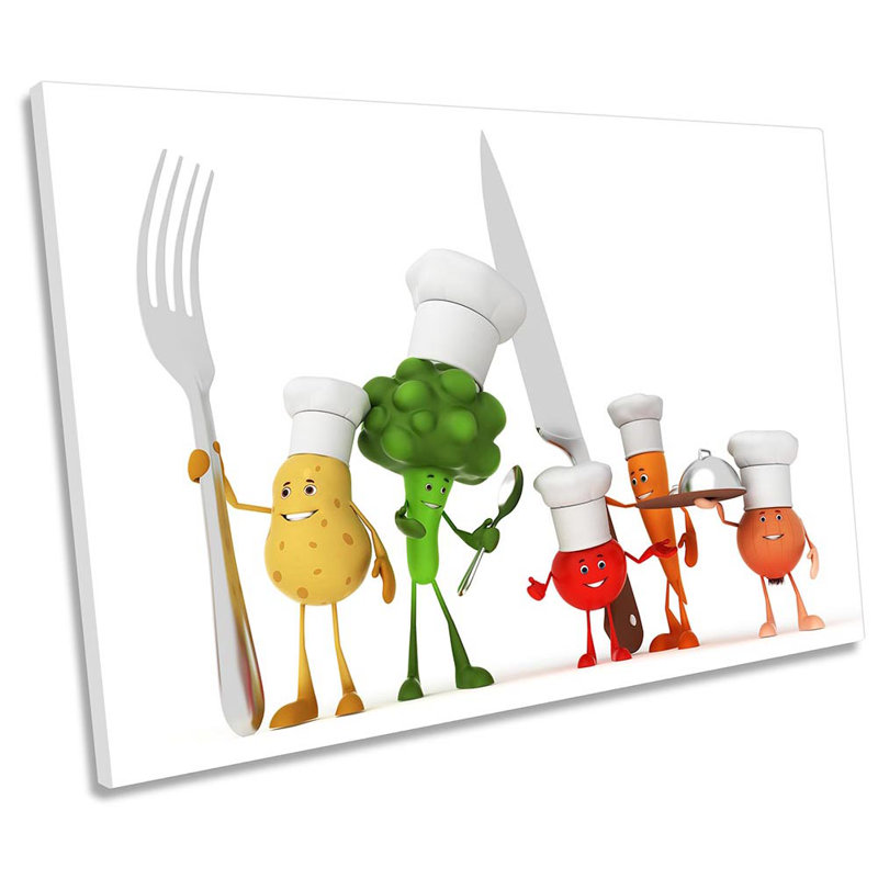 Kitchen Vegetable Characters - Wrapped Canvas Print, 91.4cm H x 137.2cm W