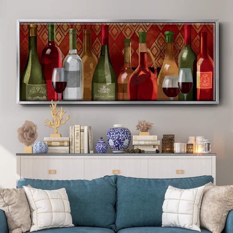 Wine Tasting- Framed Canvas, 8" H x 20" W