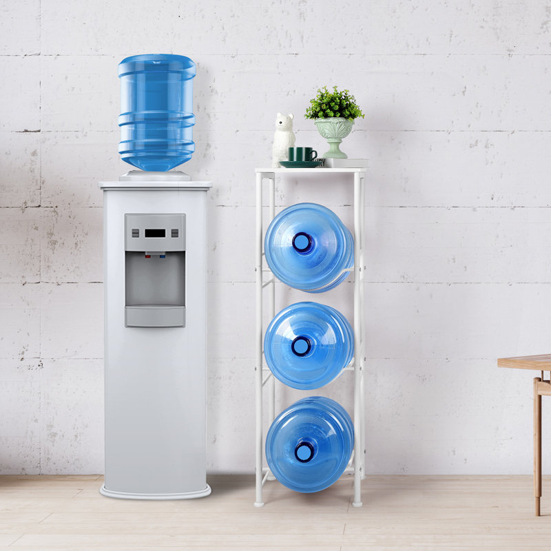 Rangement en métal blanc à 3 niveaux pour bouteilles de 5 gallons, utilisation à la maison et au bureau, Blanc