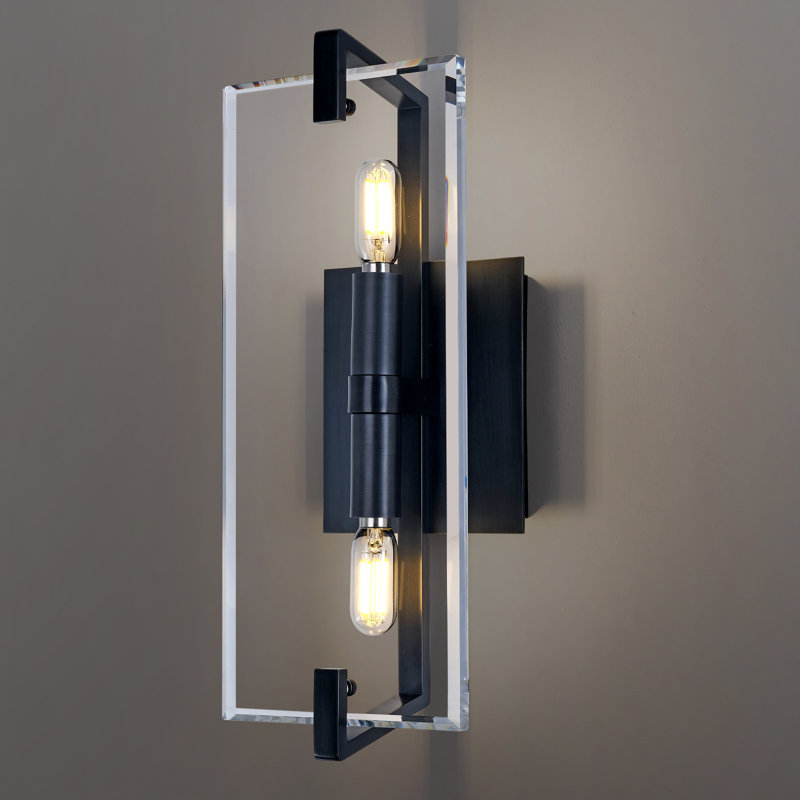 Applique murale en cristal 2 lumières K9 (ampoules incluses), Noir mat