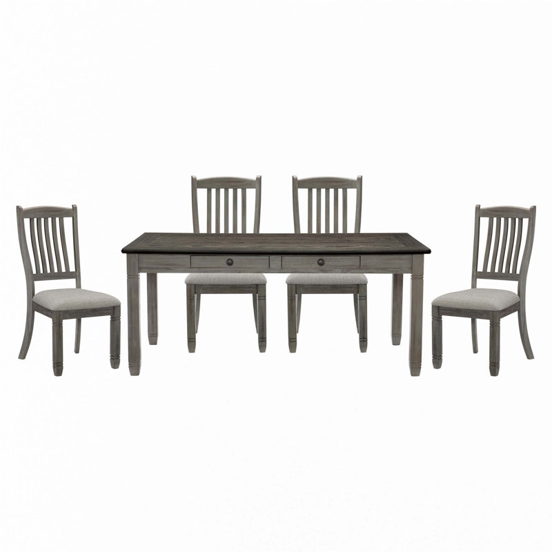 5Pc Dining Set Table W 6X Drawers