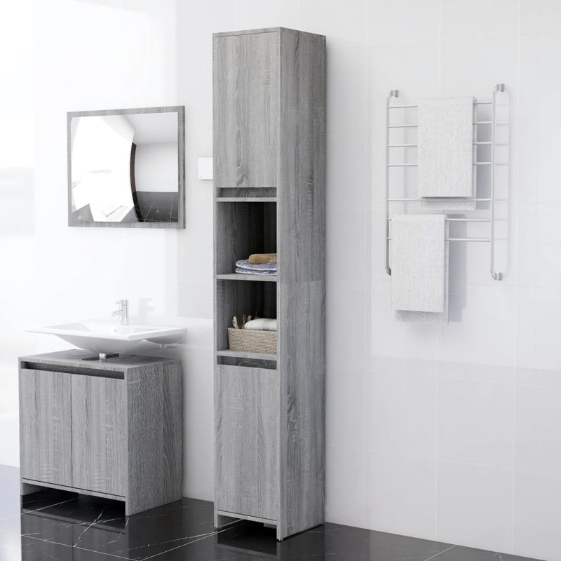 Dorjan Bathroom Cabinet Engineered Wood Rack, Grey Sonoma