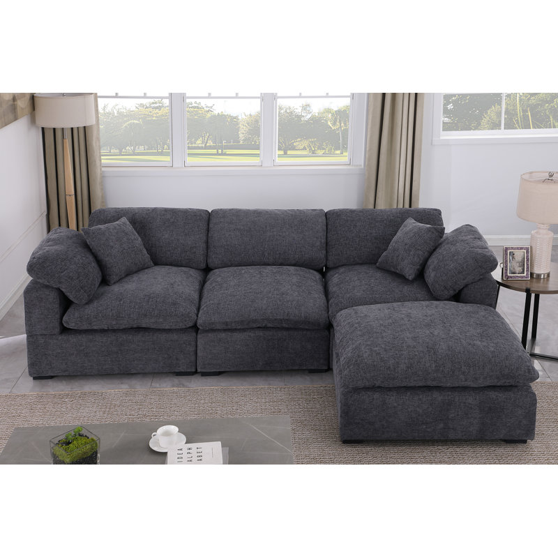 Alyciana Upholstered Sectional Reversible, Dark Gray Polyester