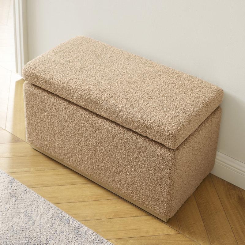 Atreju Upholstered Ottoman, Tan 100% Polyester, Natural