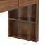 Bureau d'écriture en bois avec tablettes ouvertes et deux tiroirs-1232373524