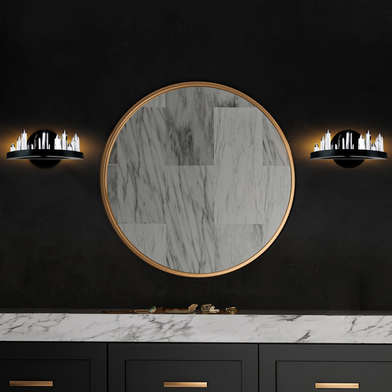 Applique murale à DEL intégrée de 12 pouces - finition noire avec accents de cristal pour les couloirs, les entrées, les chambres ou les salons