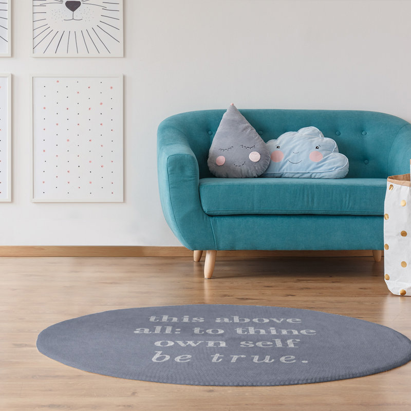 Quotes Chenille Indoor Rug, Round 5'