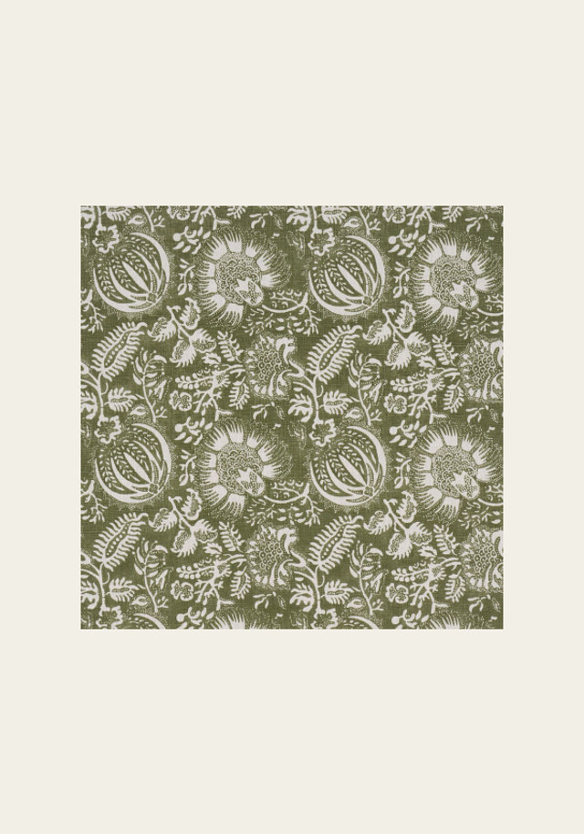 Olive green floral pattern.