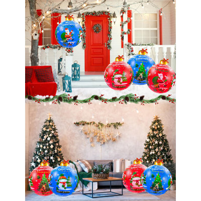 4 PCS 24-Inch Giant Inflatable Christmas Balls for Outdoor Holiday Yard & Lawn Decorations -  The Holiday Aisle®, 70B0679F2CAE415B993405D1D9A7A633