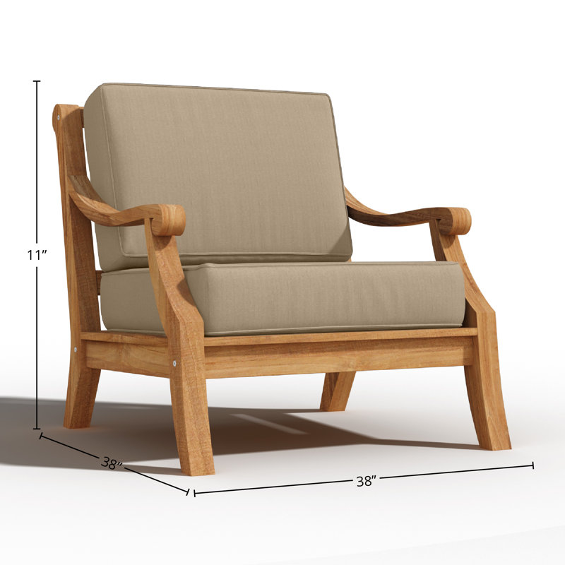 Adrien 4-Piece Teak Outdoor Patio Set with Fawn Cushions
