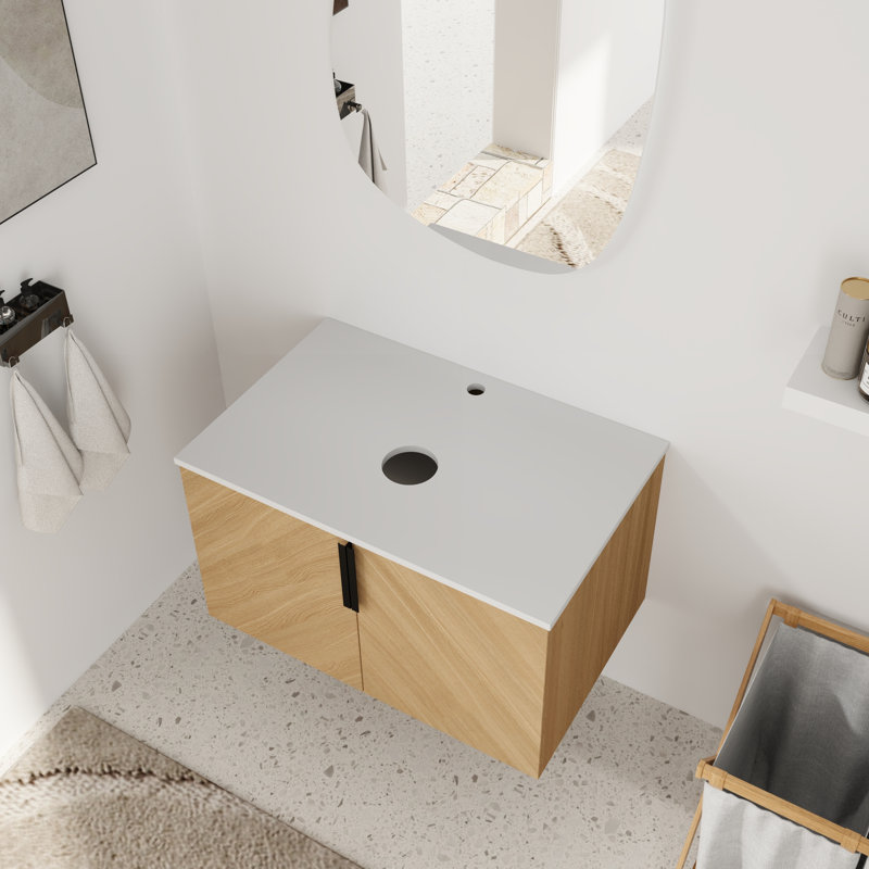 30'' Single Bathroom Vanity Base Only, Base Cabinet without Top in Beige