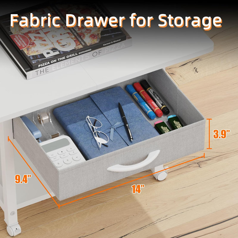 Large Printer Stand With Storage Drawer, 2-Tier Under Desk Printer Table For Home Office, Printer Cart Fit Fax Machine 3D Printer Scanner(Brown