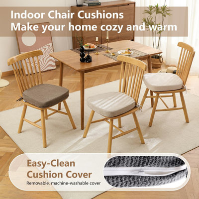 D-Shaped Chair Cushions for Dining Chairs, 2.5” Thick Chair Pads with Washable Comfortable Textured Cover