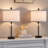 22" H Black Modern Clear Glass Bedside Table Lamp Set