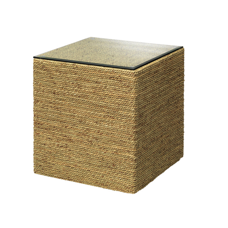 Captain Square Brown Glass Coastal Side Table