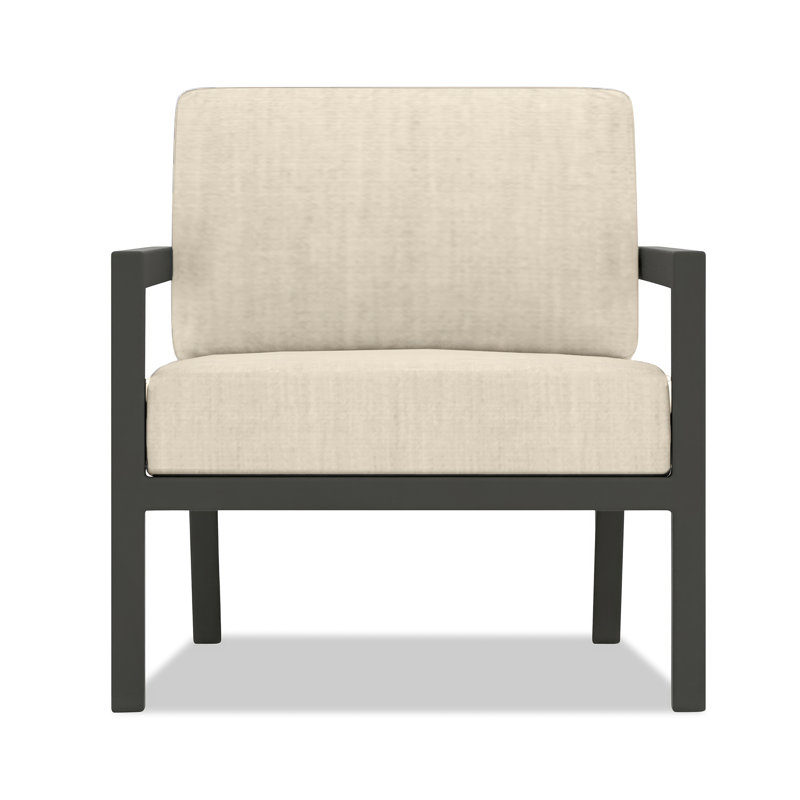 Vivant Patio Chair with Sunbrella® Cushions, White, Canvas Flax Sunbrella® Canvas