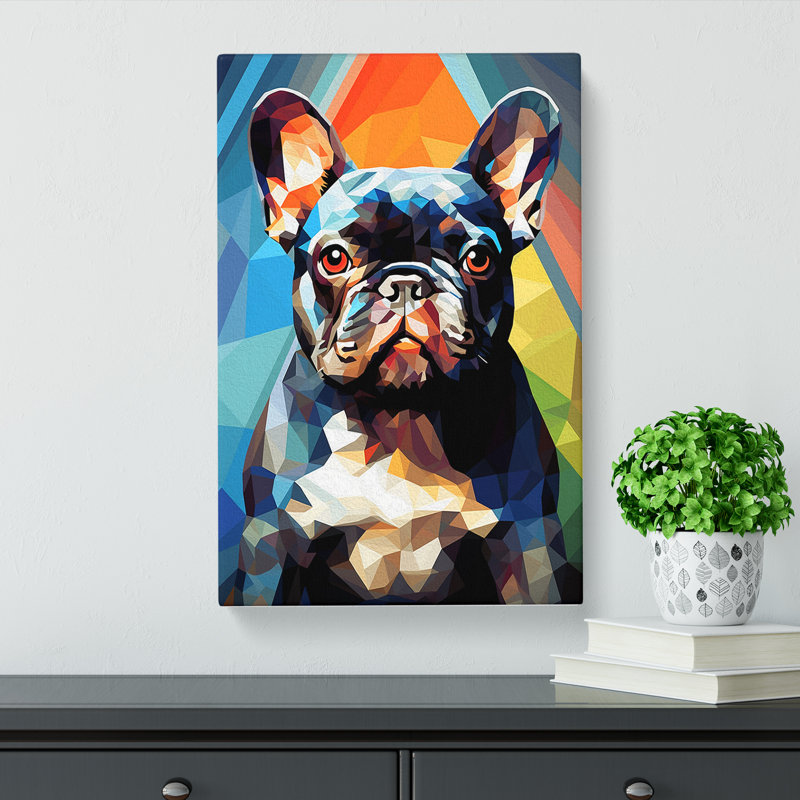 French Bulldog Geometric - No Frame Print, 76cm H x 50cm W x 3cm D