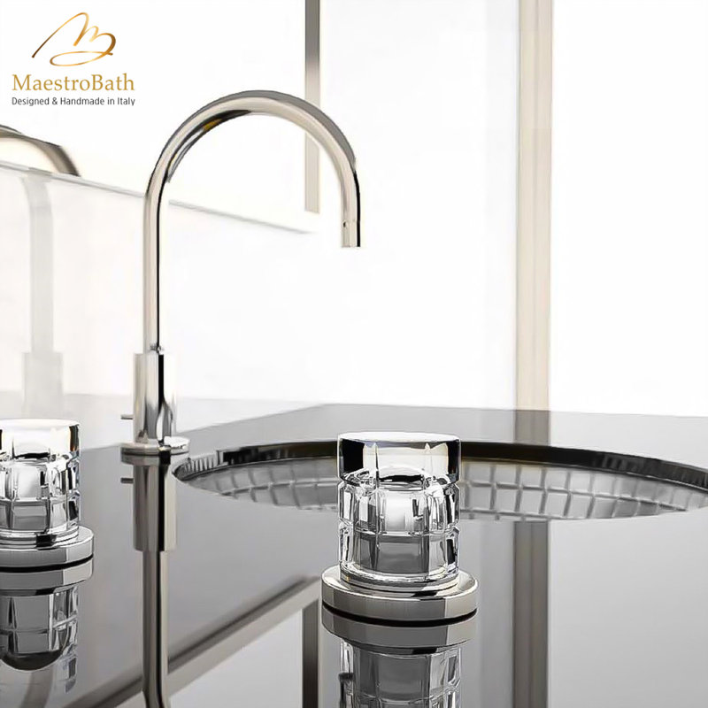 Maestro Bath Atelier 16.5'' Glass Circular Bathroom Sink, Silver