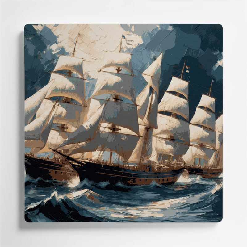 Art mural bleu nautique moderne, H 12 po x l 12 po