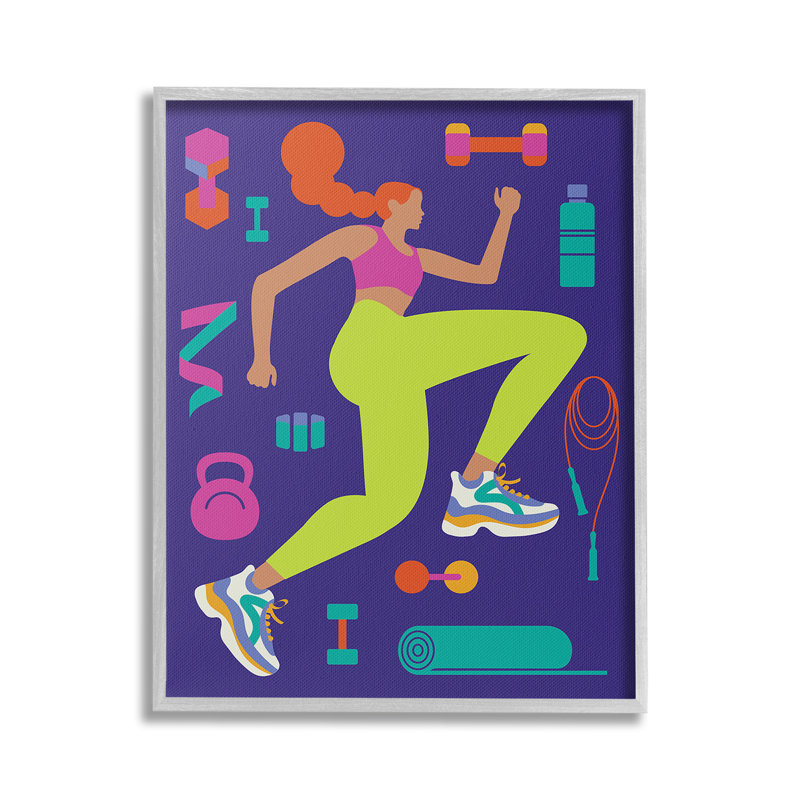 «Woman with Fitness Weights», estampe numérique encadrée par Victoria Barnes, Estampe numérique Farmhouse, H 20 po x l 16 po