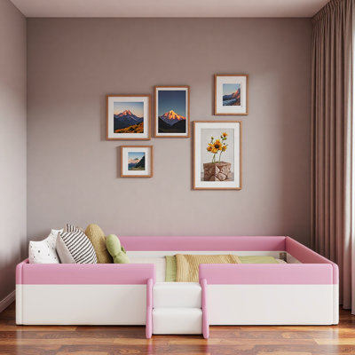 Upholstered Daybed Frame With Fence And Stairs