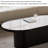 Simple oval microcrystalline stone coffee table
