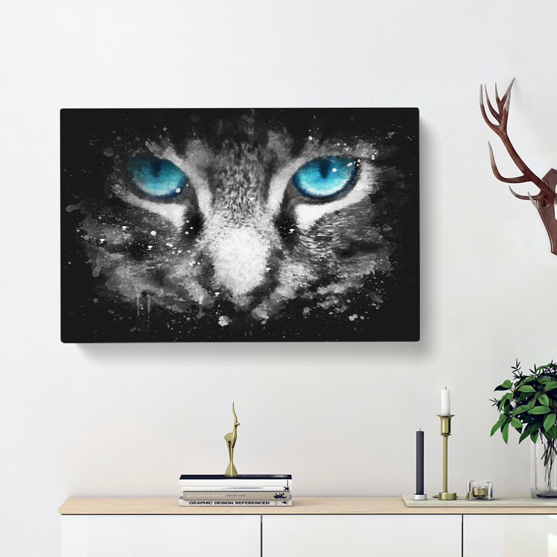 Bright Blue Cat Eyes - Wrapped Canvas, 35cm H x 50cm W x 3cm D