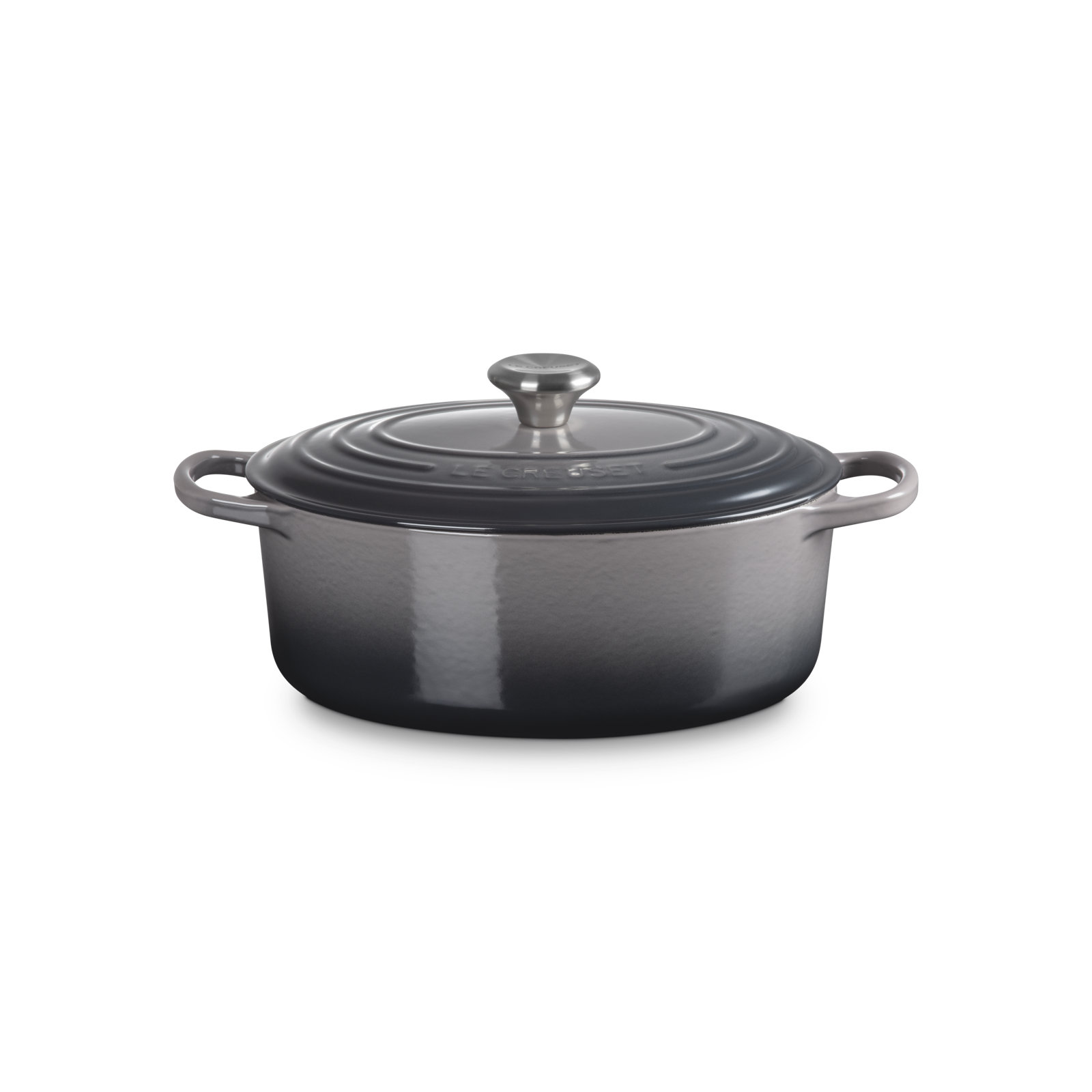 Enameled Cast Iron Oval Dutch Oven, 5 quarts, Oyster/Silver