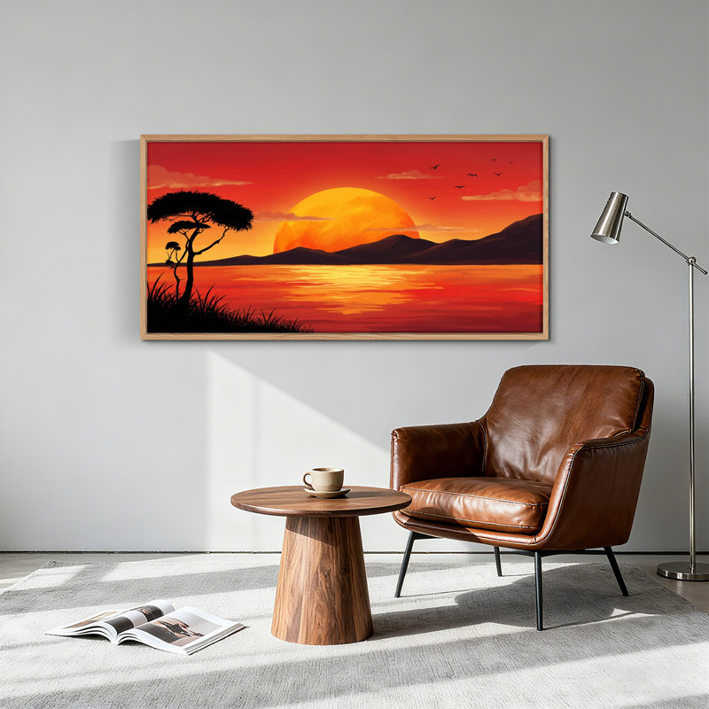 Coucher de soleil coucher de soleil, reproduction d'art sur toile encadrée, ensemble de 1 48 po x 24 po, 48 x 24 pouces
