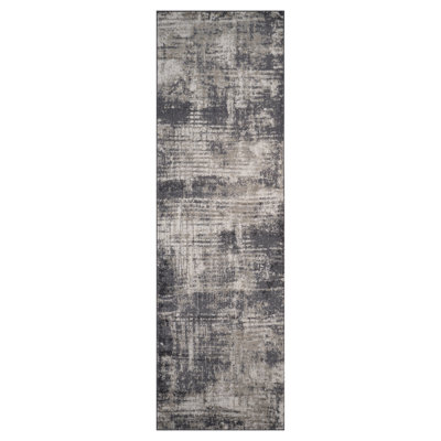 Mackensy Abstract Gray Power-Loom Area Rug