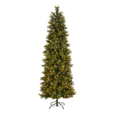 Carolina Slim 9' Green Pine Artificial Christmas Tree with 800 Clear Lights with Stand