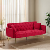 Talmadge Twin 72'' Velvet Tufted Convertible Sofa