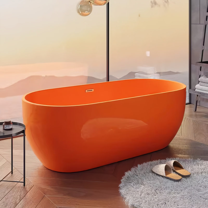Ensemble de douche et baignoire incurvée incurvée l 62,99 po x H 23,62 po, Orange