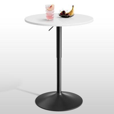 23.5" Bistro Pub Table Adjustable Height Round Cocktail Bar Table with Wood Tabletop and Metal Base