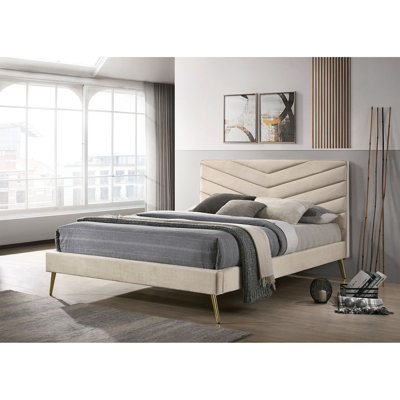 Mobilier de chambre à coucher de tête de lit capitonné à motif de chevrons en flanelle de style Mid-Century