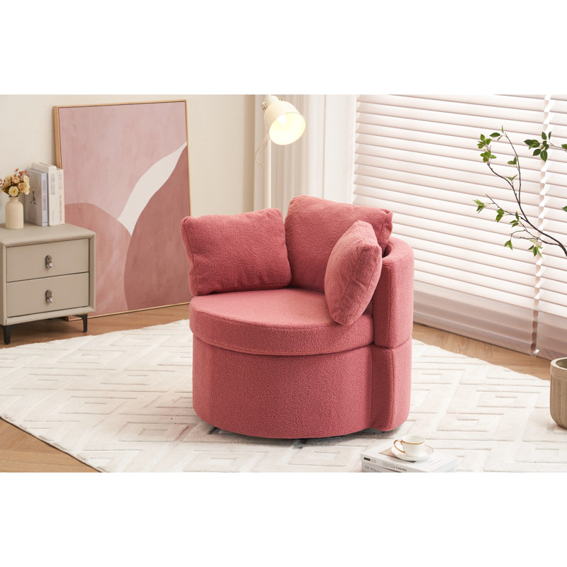 Chaise rembourrée en mousse rose foncé avec pivot et rangement pour le salon