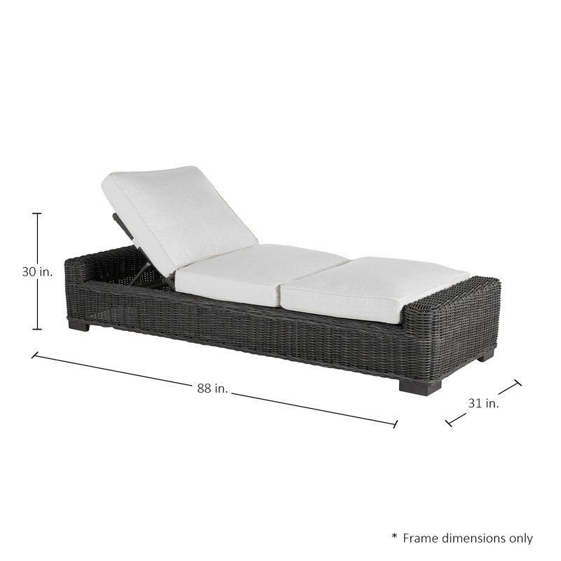Chaise longue inclinable d'extérieur rustique en résine tressée N-Dura, No Welt + Dream Fill, Lierre Buxomie, Gris ardoise