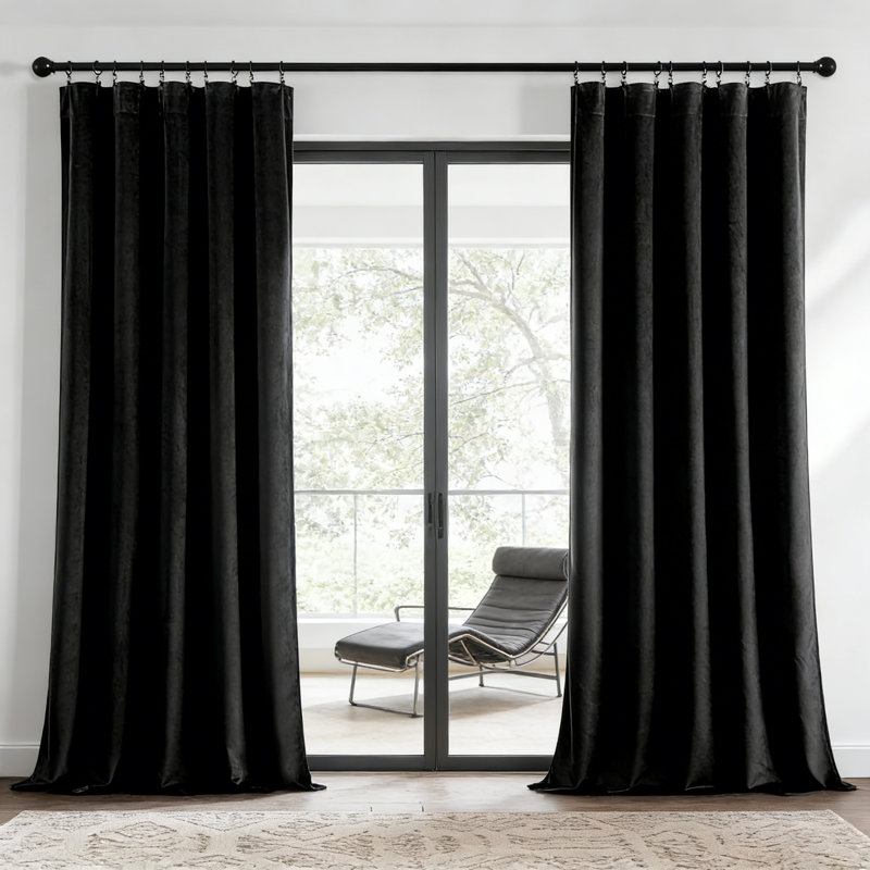 Rideaux occultants en velours noir, l 40 po x L 96 po