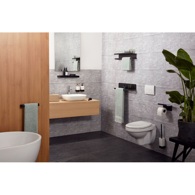 Aline Wall Mounted Toilet Brush and Holder, Black