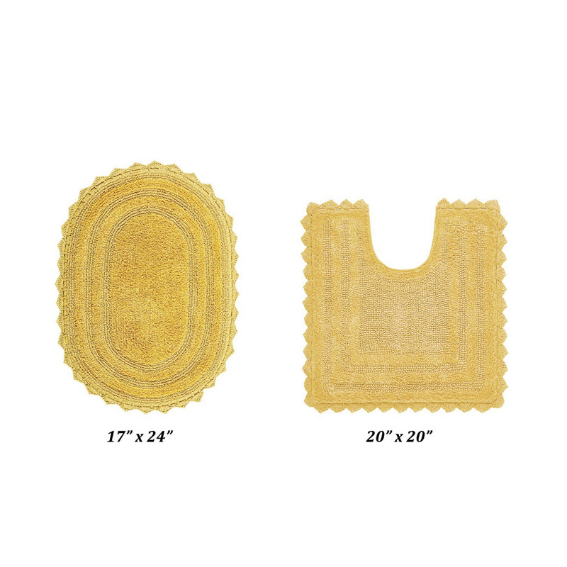 Tapis de salle de bain Janek, Jaune, 2 pièces (ovale 17 po x 24 po | 20 po x 20 po)