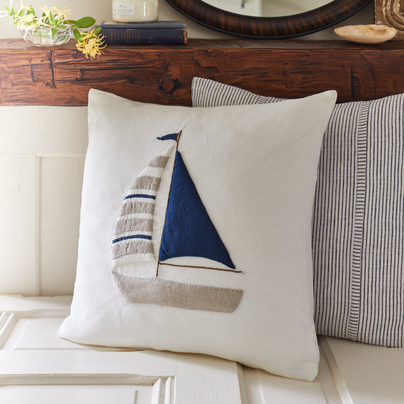 Sailboat Coastal Throw Pillow