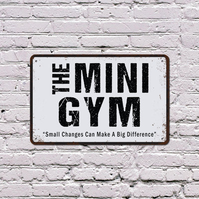 Mini Gym Vintage Distressed Style 10 Inch x 14 Inch Plastic Sign